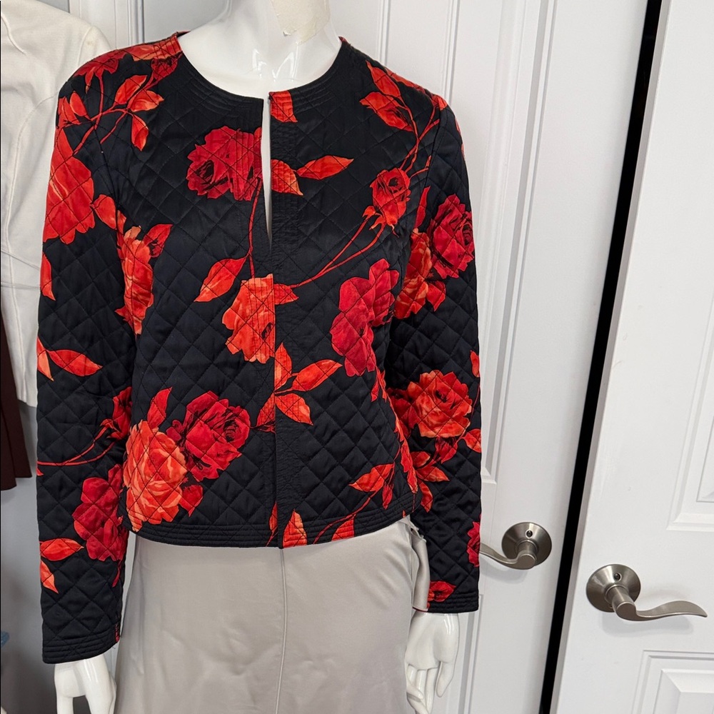 Spenser Jeremy Floral Quilted Jacket - Black and Red size M